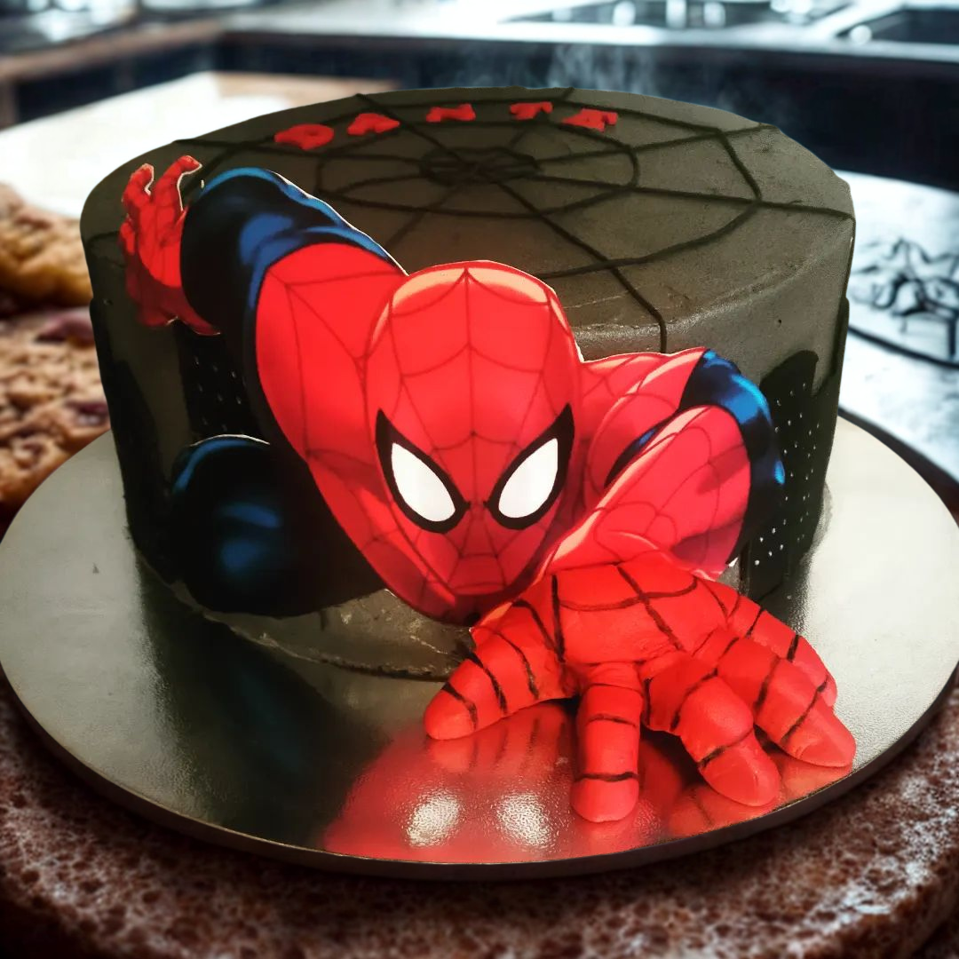 Torta Spiderman con Cobertura Negra